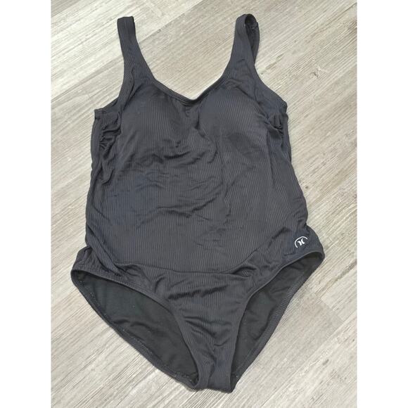 Hurley Black 1 Piece UPF 50+ Protection Ribbed Lined Texture Padded Top Swimsuit - Picture 9 of 9